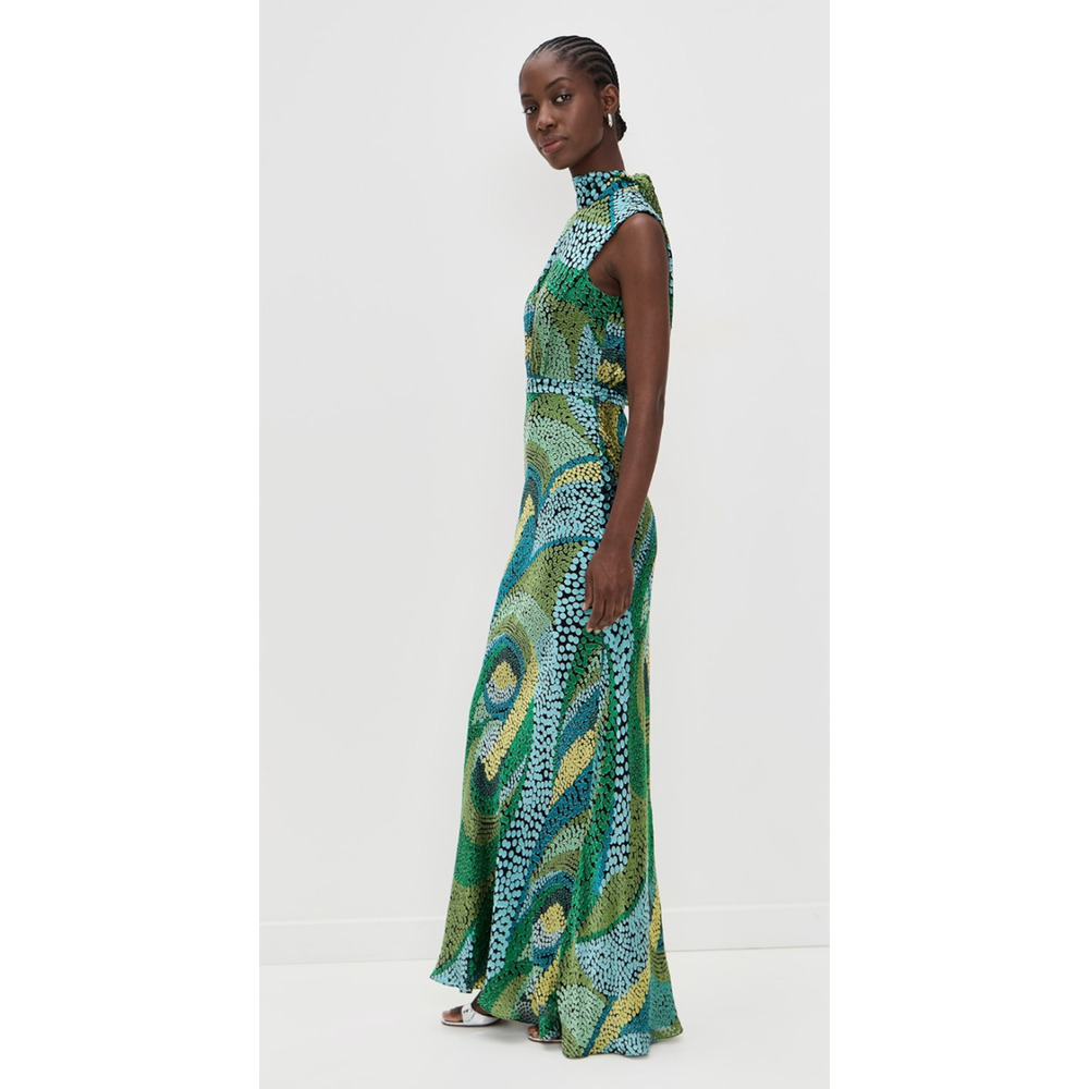 SALONI Fleur Green Dot Print Dress Size 4 - Picture 2 of 9